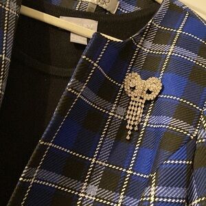 Blue and Black Kasper Plaid Women's Coat and black  top